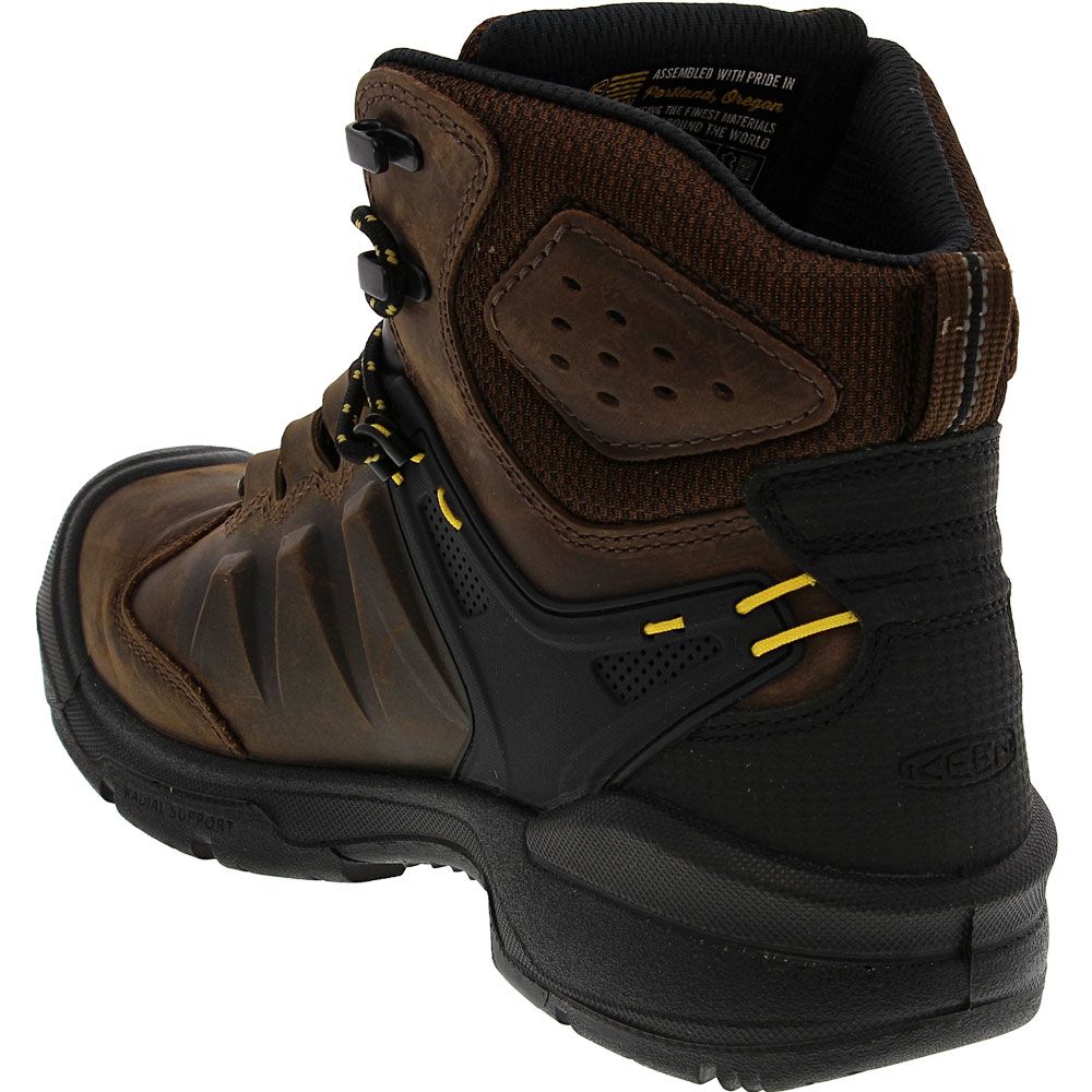 KEEN Utility Dover Mid Safety Toe Work Boots - Mens Brown Back View