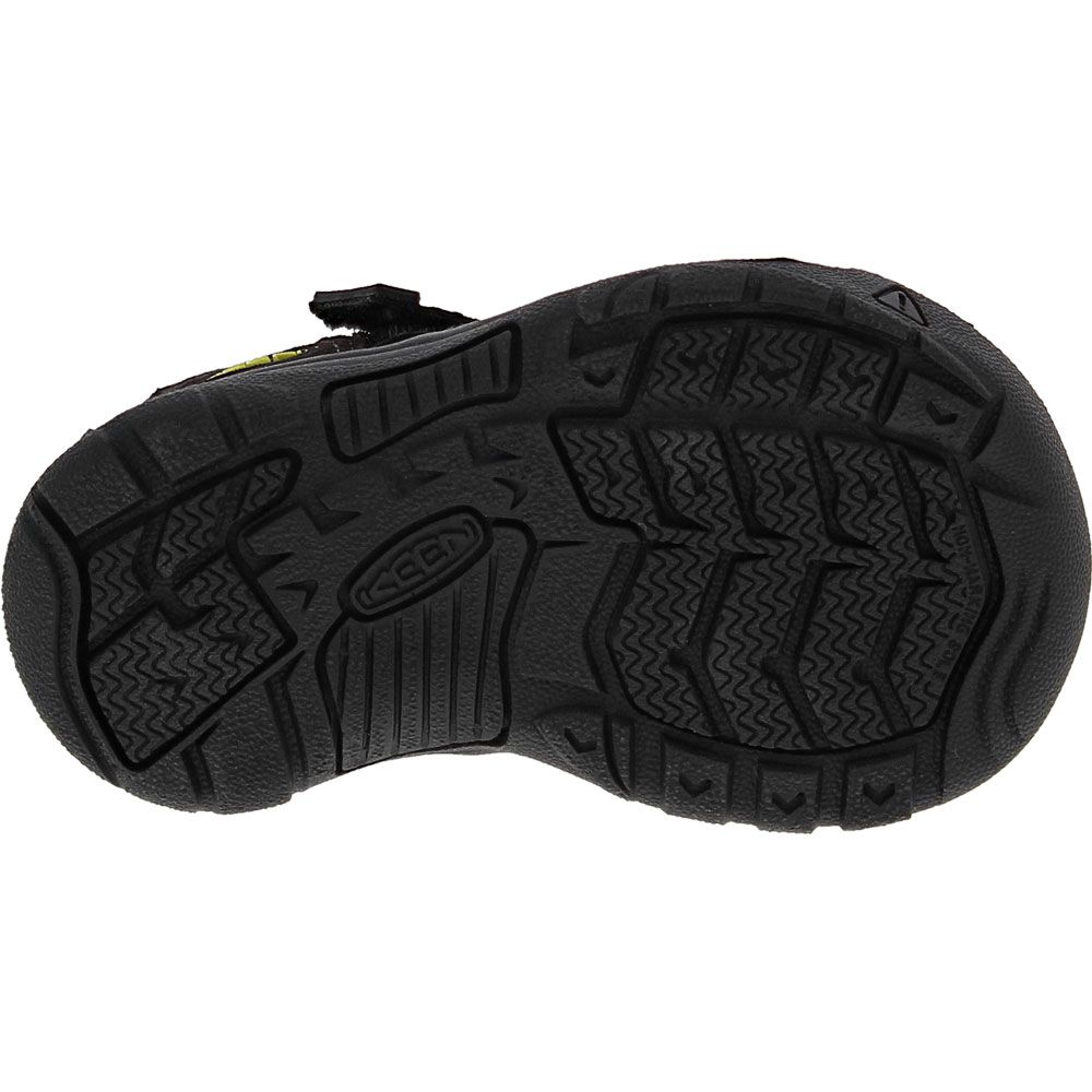 KEEN Newport H2 Sandals - Baby Toddler Black Lime Green Sole View
