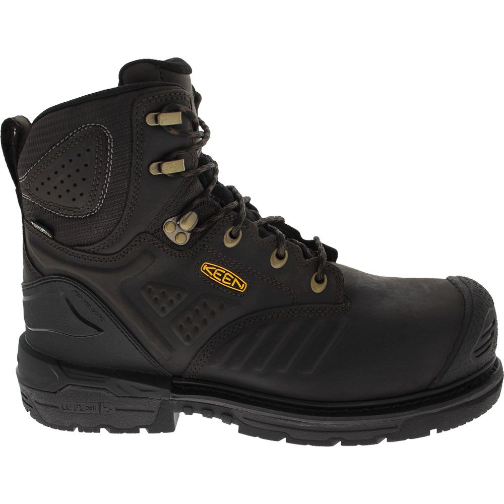 KEEN Utility Philadelphia Mid Safety Toe Work Boots - Mens Cascade Brown Black Side View