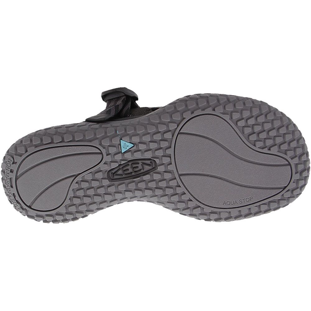 KEEN Solr Toe Post Water Sandals - Womens Black Steel Grey Sole View