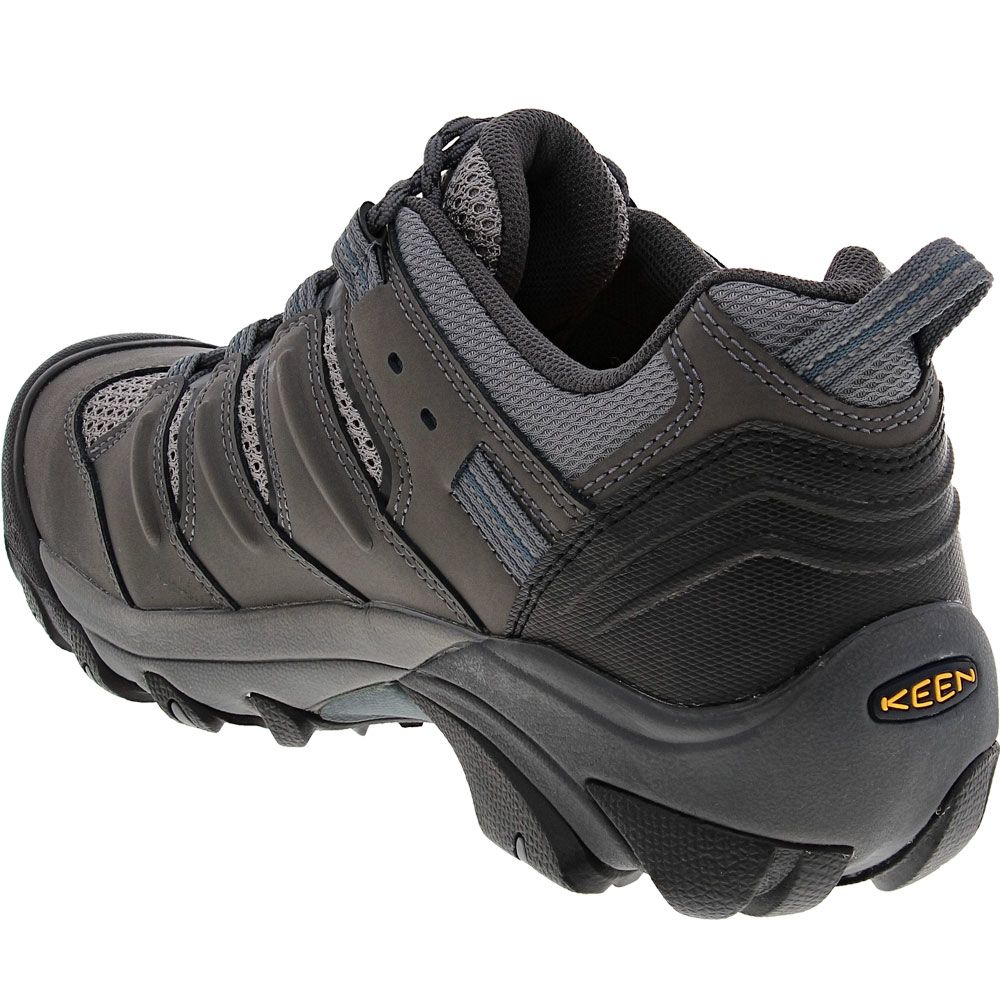 KEEN Utility Lansing Low Safety Toe Work Shoes - Mens Magnet Majolica Blue Back View