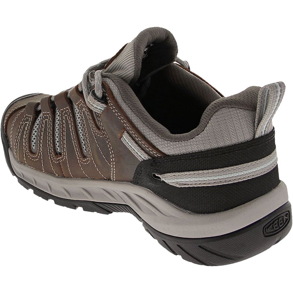 KEEN Utility Flint 2 Low Safety Toe Work Boots - Womens Cascade Brown Surf Spray Back View