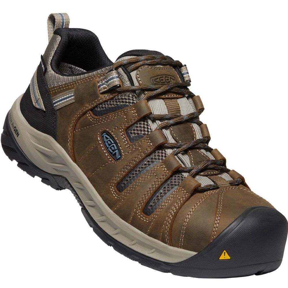 KEEN Utility Flint 2 Low Wp Safety Toe Work Boots - Mens Cascade Brown Orion Blue