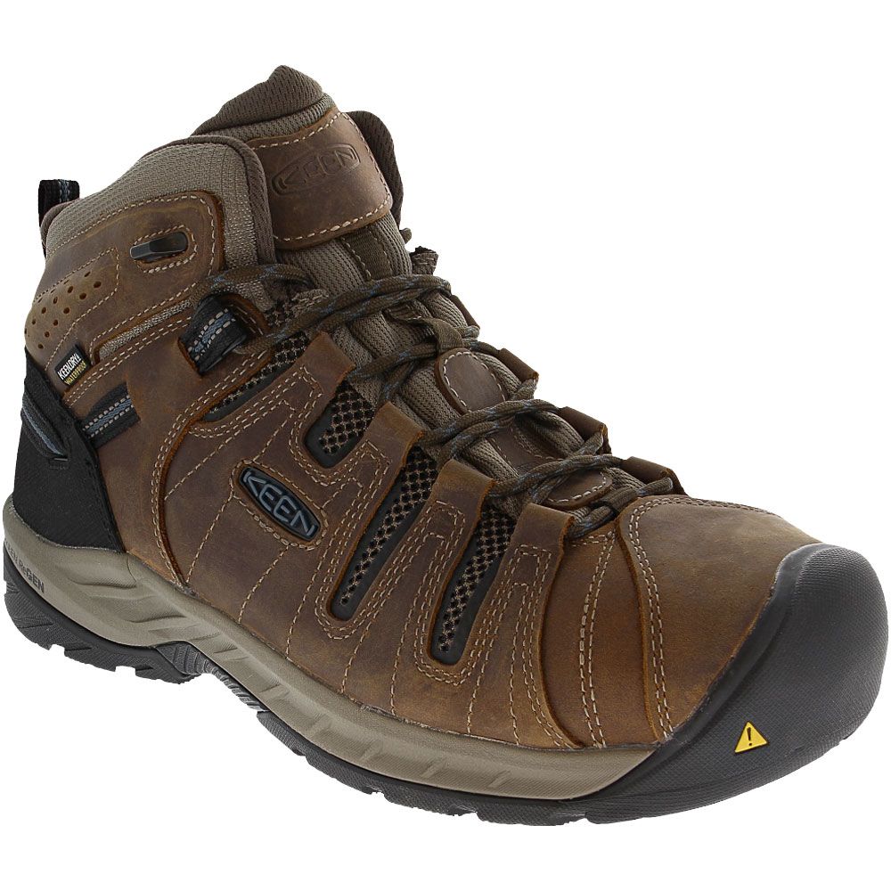 KEEN Utility Flint 2 Mid Safety Toe Work Boots - Mens Cascade Brown Orion Blue