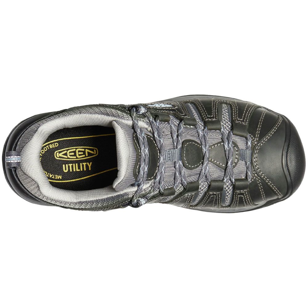 KEEN Utility Flint 2 Low Non-Safety Toe Work Shoes - Womens Steel Grey Paloma Back View