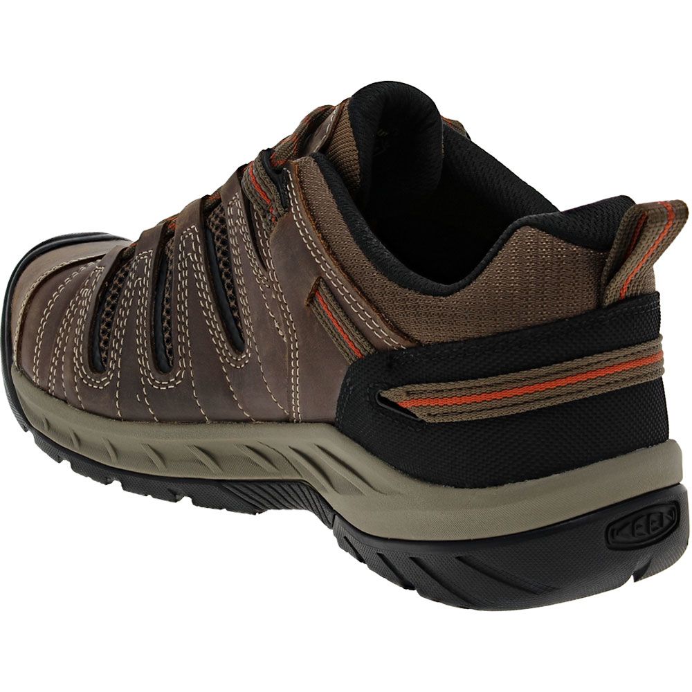KEEN Utility Flint 2 Low Safety Toe Work Boots - Mens Shitake Rust Back View