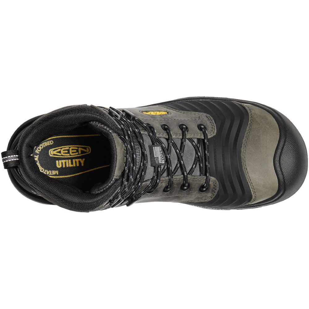 KEEN Portland 6" WP Composite Toe Mens Work Boots Magnet Black Back View