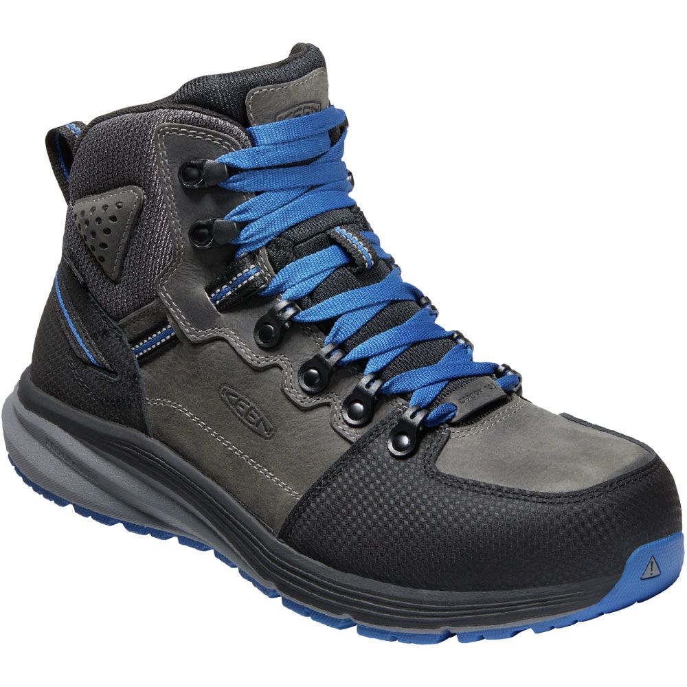 KEEN Utility Red Hook Wp Composite Toe Work Boots - Mens Steel Grey Bright Cobalt