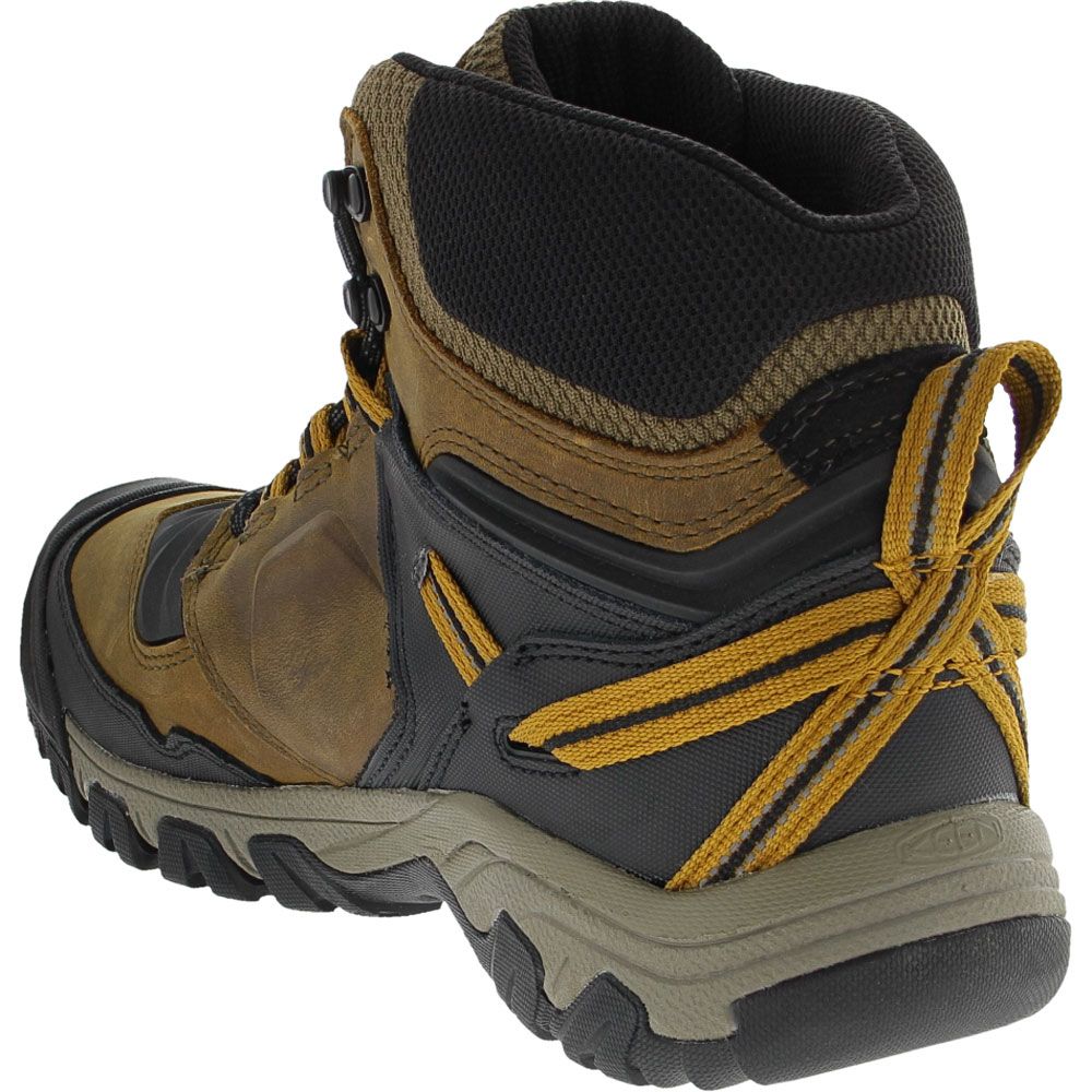 KEEN Ridge Flex Mid Wp Hiking Boots - Mens Bison Golden Brown Back View