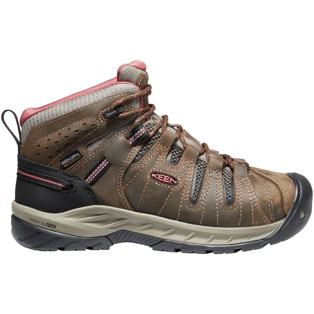 KEEN Utility Flint II Wp Non-Safety Toe Work Boots - Womens Cascade Brown Brick Dust Side View