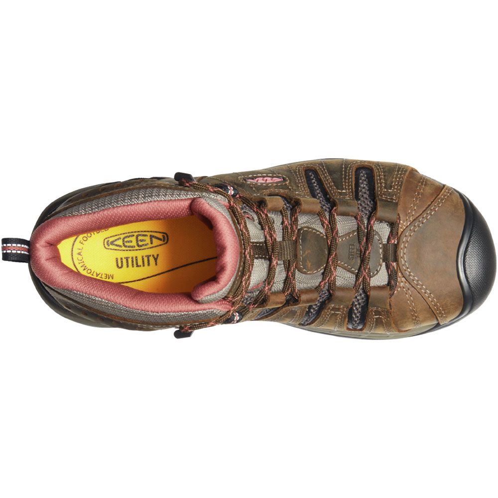 KEEN Utility Flint II Wp Non-Safety Toe Work Boots - Womens Cascade Brown Brick Dust Back View