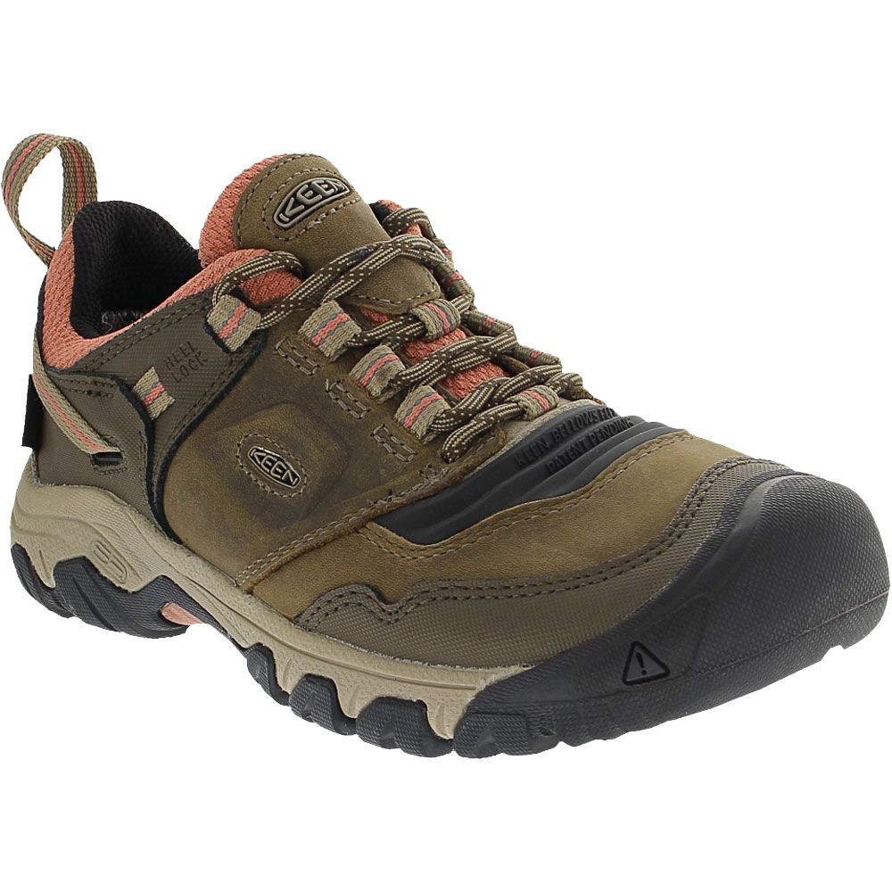 KEEN Ridge Flex Waterproof Hiking Shoes - Womens Timberwolf Brick Dust