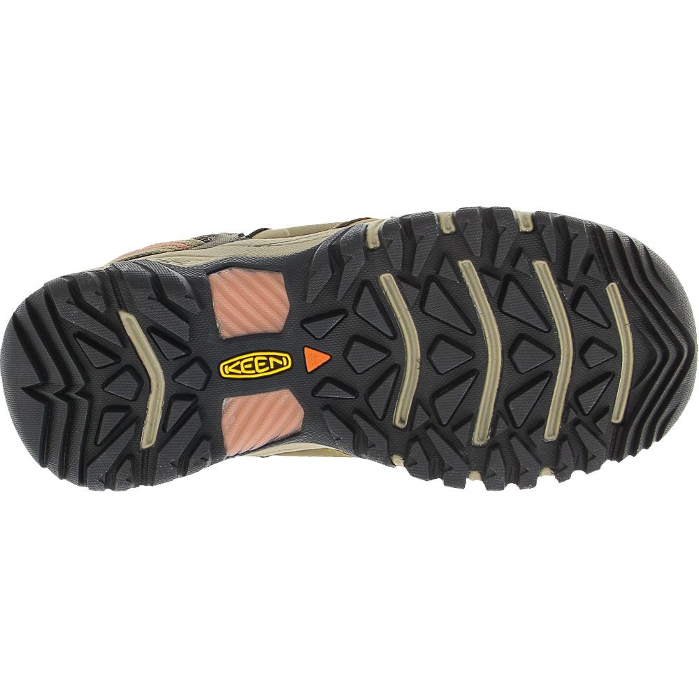 KEEN Ridge Flex Waterproof Hiking Shoes - Womens Timberwolf Brick Dust Sole View
