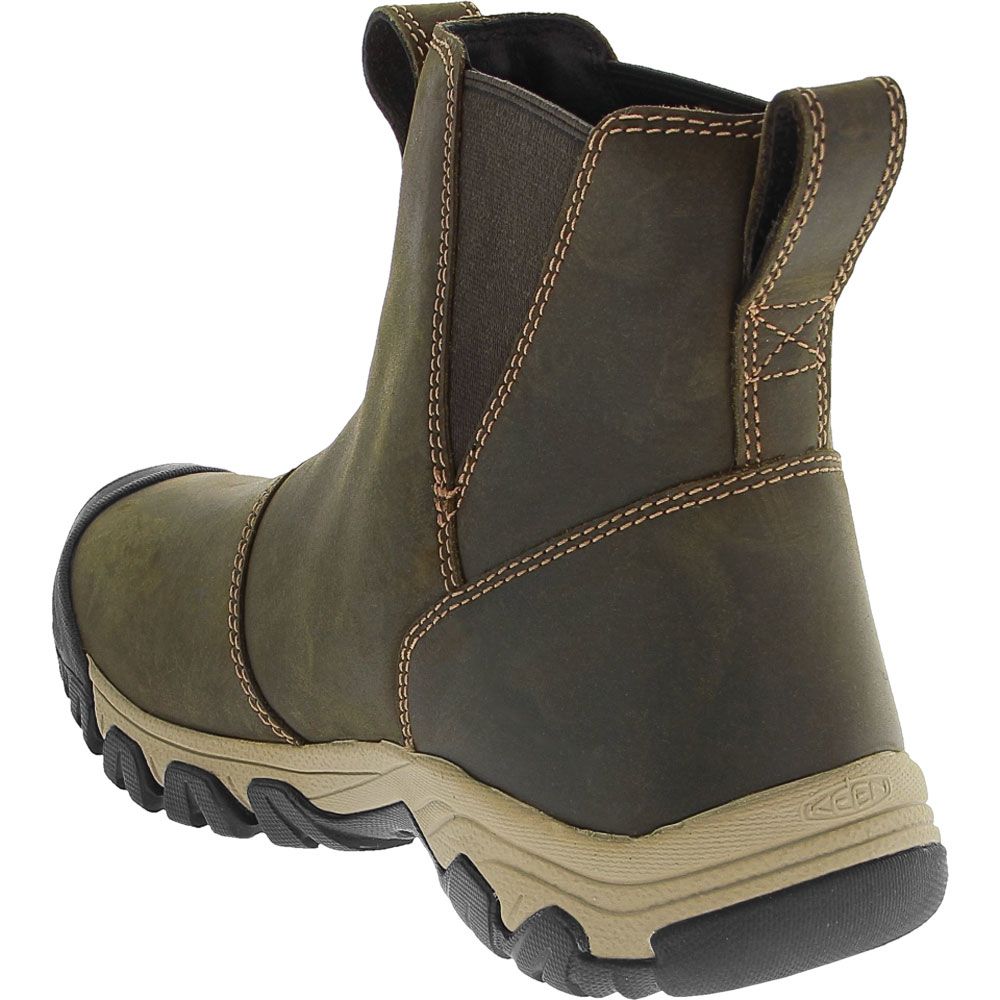KEEN Greta Chelsea Wp Winter Boots - Womens Olive Timberwolf Back View
