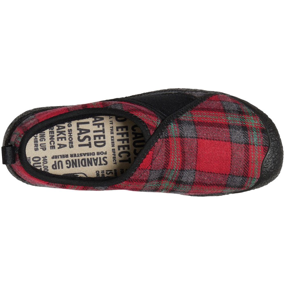 KEEN Howser Wrap Slippers - Womens Red Plaid Black Back View