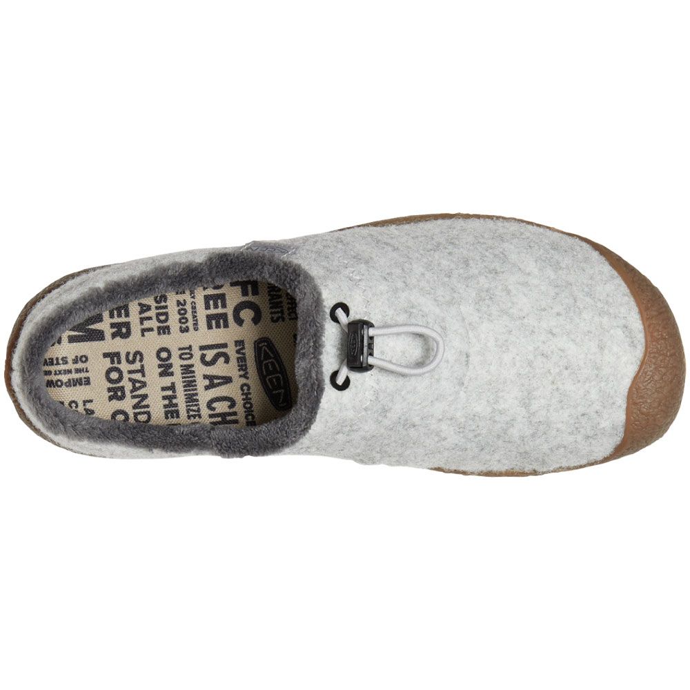 KEEN Howser 3 Slide Slippers - Womens Light Gray Wool Back View