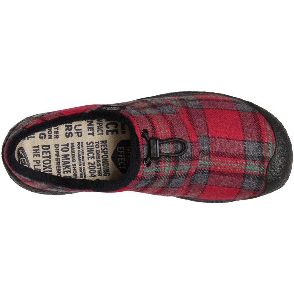 KEEN Howser 3 Slide Slippers - Womens Red Plaid Steel Back View