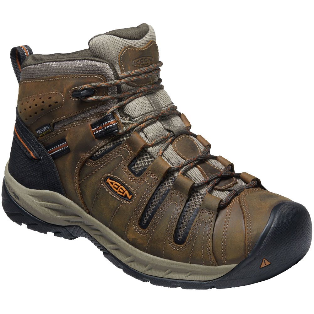 KEEN Utility Flint 2 Mid Non-Safety Toe Work Boots - Mens Black Olive Brindle