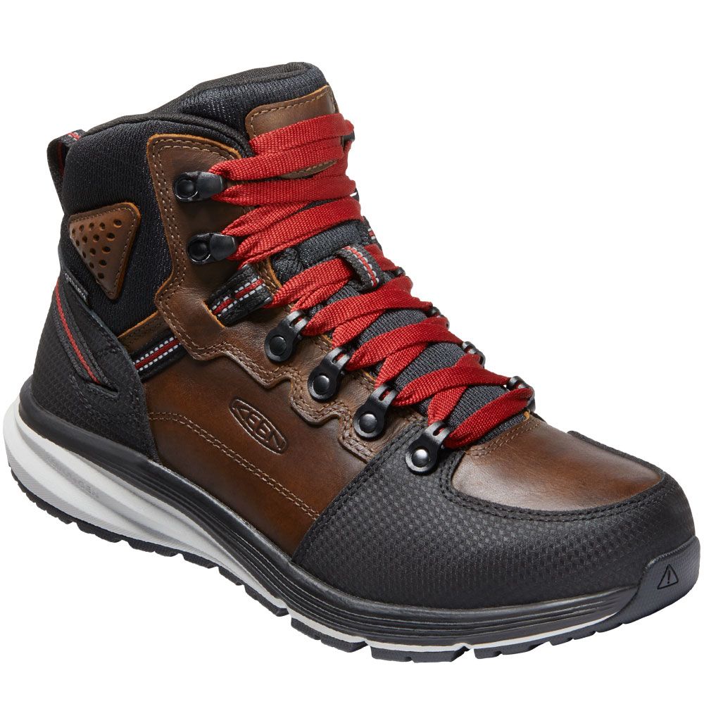 KEEN Red Hook Wp Mid Soft Non-Safety Toe Work Boots - Mens Tobacco Black
