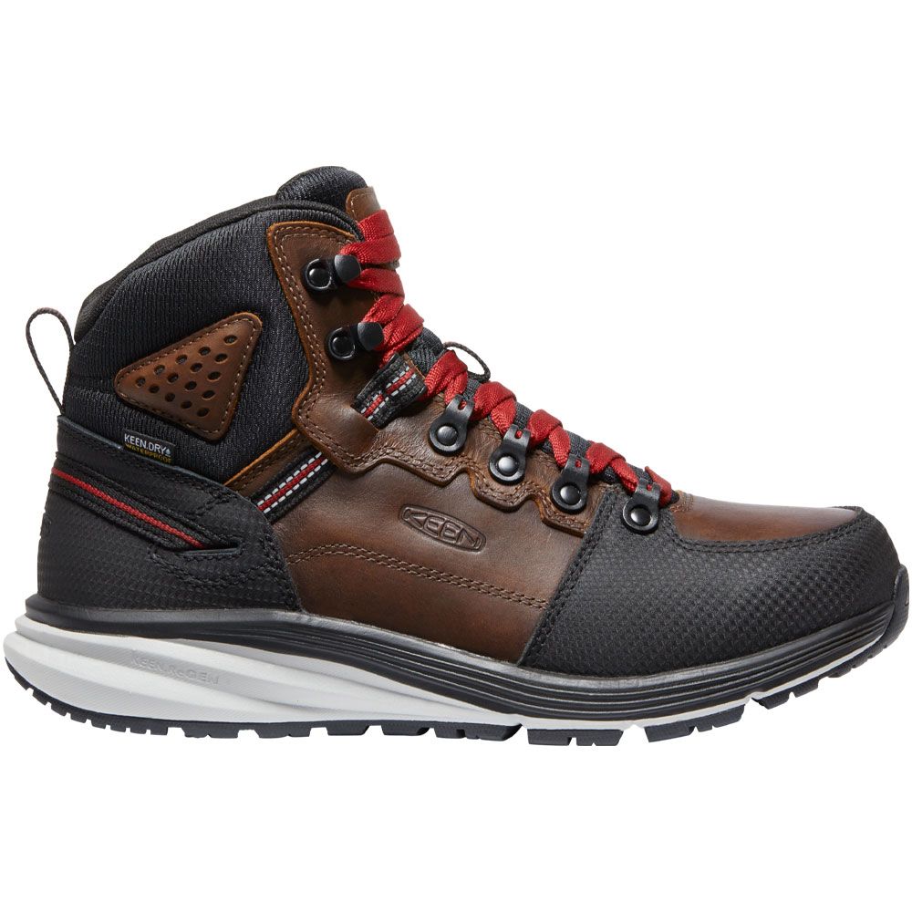 KEEN Red Hook Wp Mid Soft Non-Safety Toe Work Boots - Mens Tobacco Black Side View