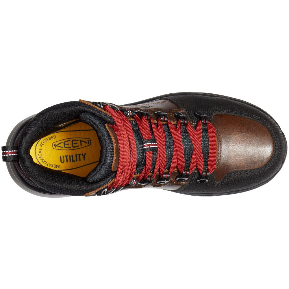 KEEN Red Hook Wp Mid Soft Non-Safety Toe Work Boots - Mens Tobacco Black Back View