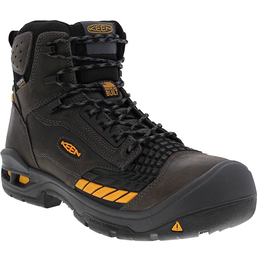 KEEN Utility Troy Mid Safety Toe Work Boots - Mens Magnet Black