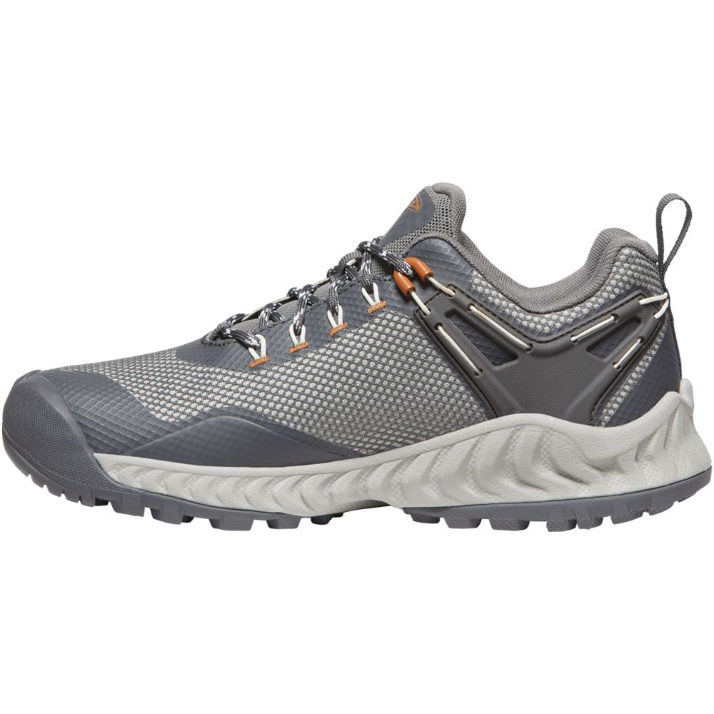 KEEN Nxis Evo Waterproof Hiking Shoes - Womens Steel Grey Keen Maple Back View