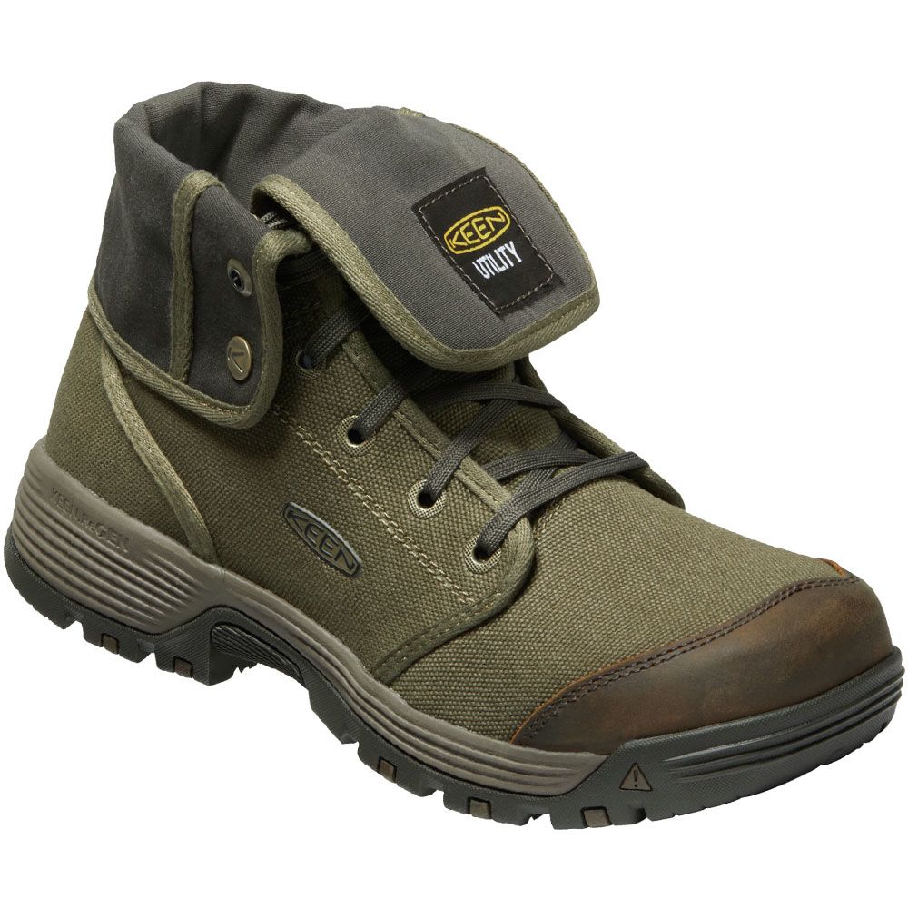 KEEN Utility Roswell Mid Olive Mens Non-Safety Toe Work Boots Default