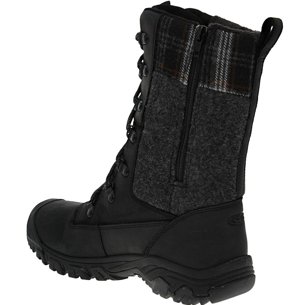 KEEN Greta Tall Boot Waterproof Womens Winter Boots Black Black Plaid Back View