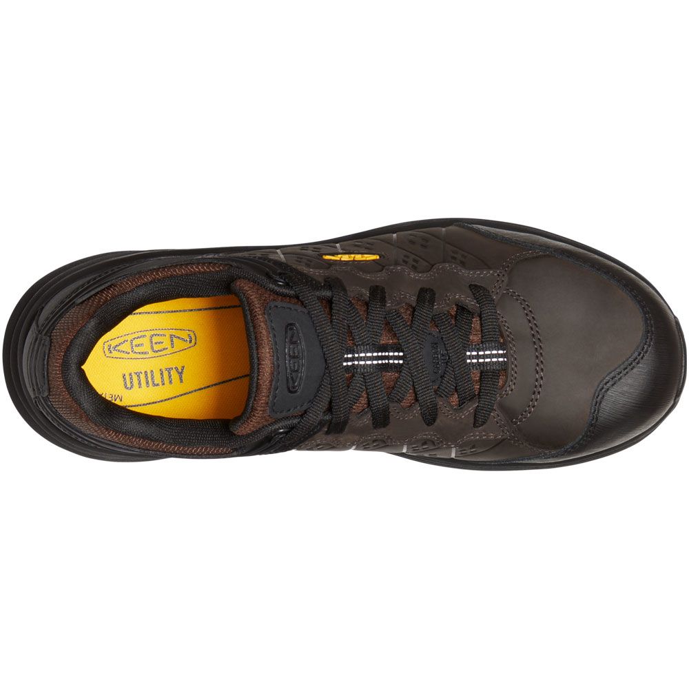 KEEN Utility Vista Tie Oxford Composite Toe Work Shoes - Mens Coffee Bean Black Back View