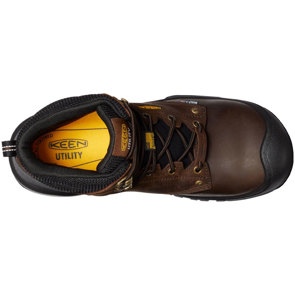 KEEN Utility Independence 6" Ins CT Work Boots - Mens Dark Earth Black Back View