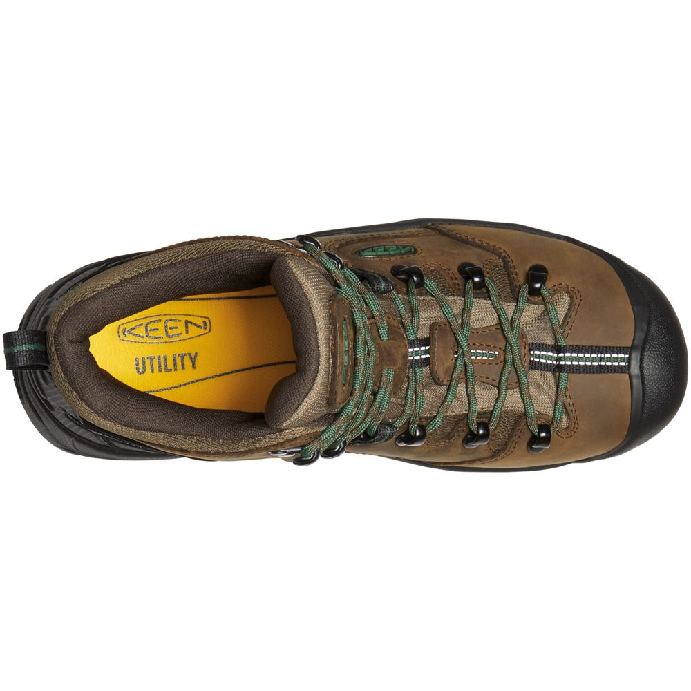 KEEN Pittsburgh Energy 6" Wp Mens Non-Safety Toe Work Boots Cascade Brown Greener Pastures Back View