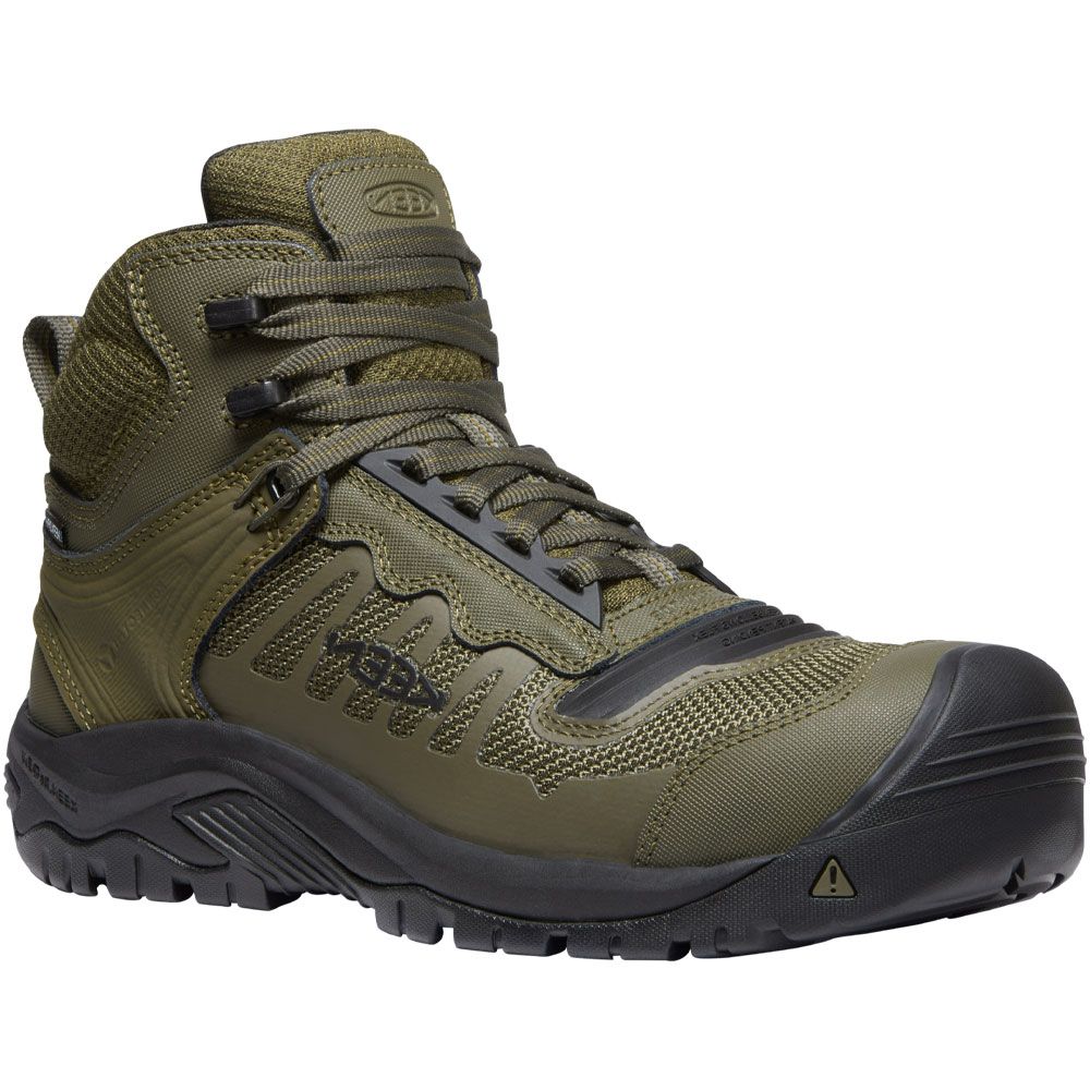 KEEN Utility Reno Wp Ct Mid Composite Toe Work Boots - Mens Dark Olive Black
