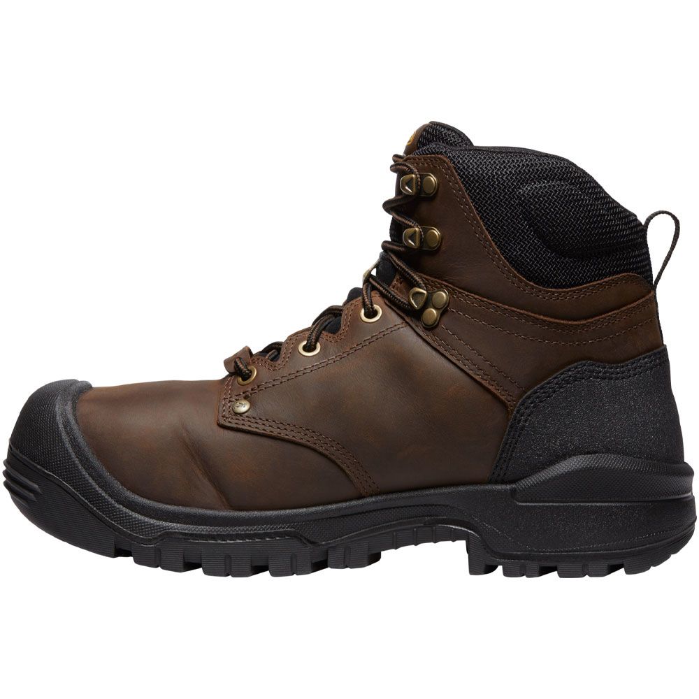 KEEN Utility Independence 6" WP Safety Toe Work Boots - Mens Dark Earth Black Back View
