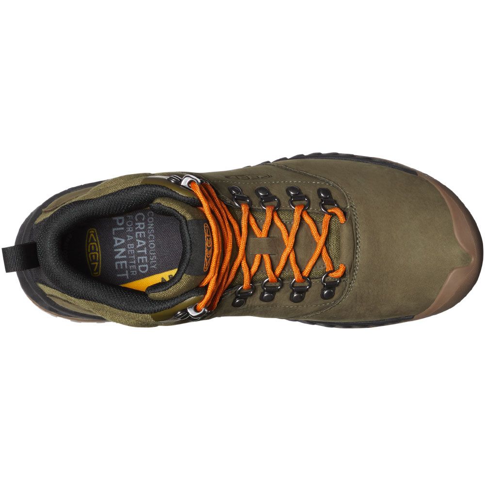 KEEN Nxis Explorer WP Hiking Boots - Mens Dark Olive Black Back View