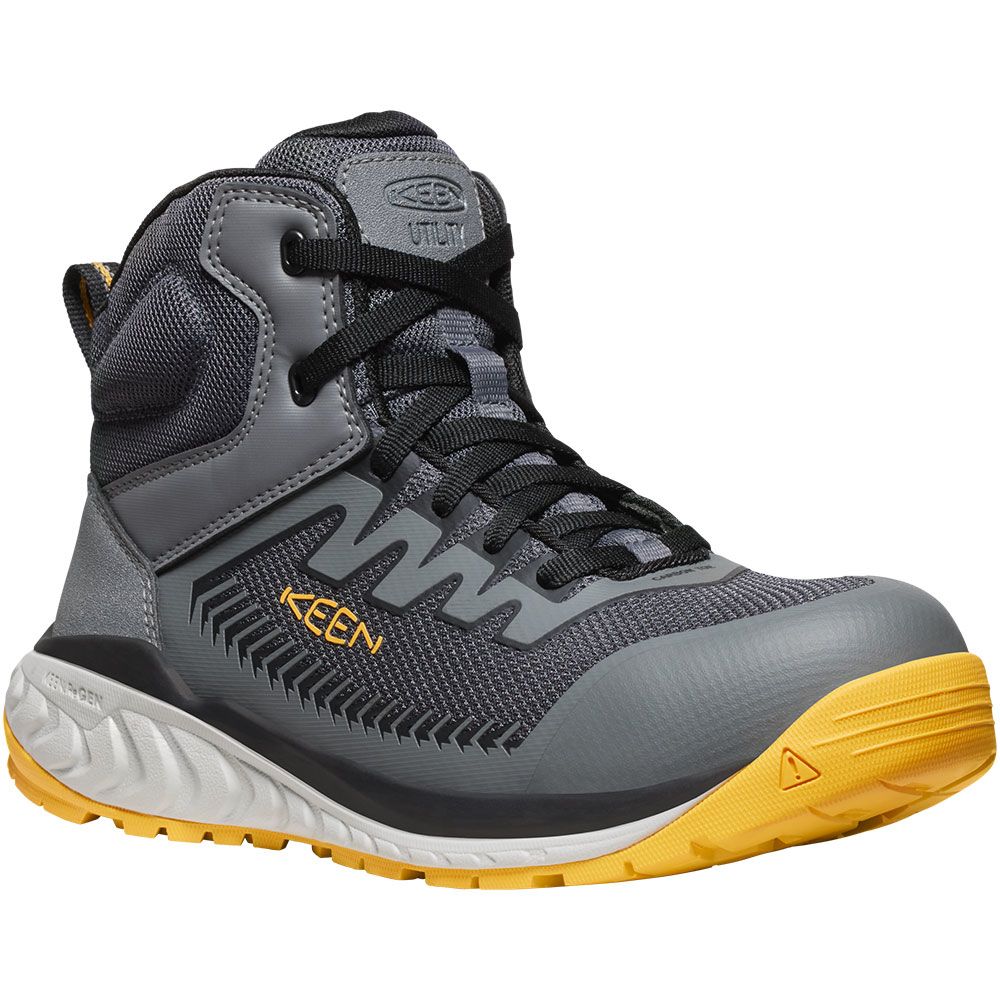 KEEN Utility Arvada Mid Composite Toe Work Shoes - Mens Black KEEN Yellow