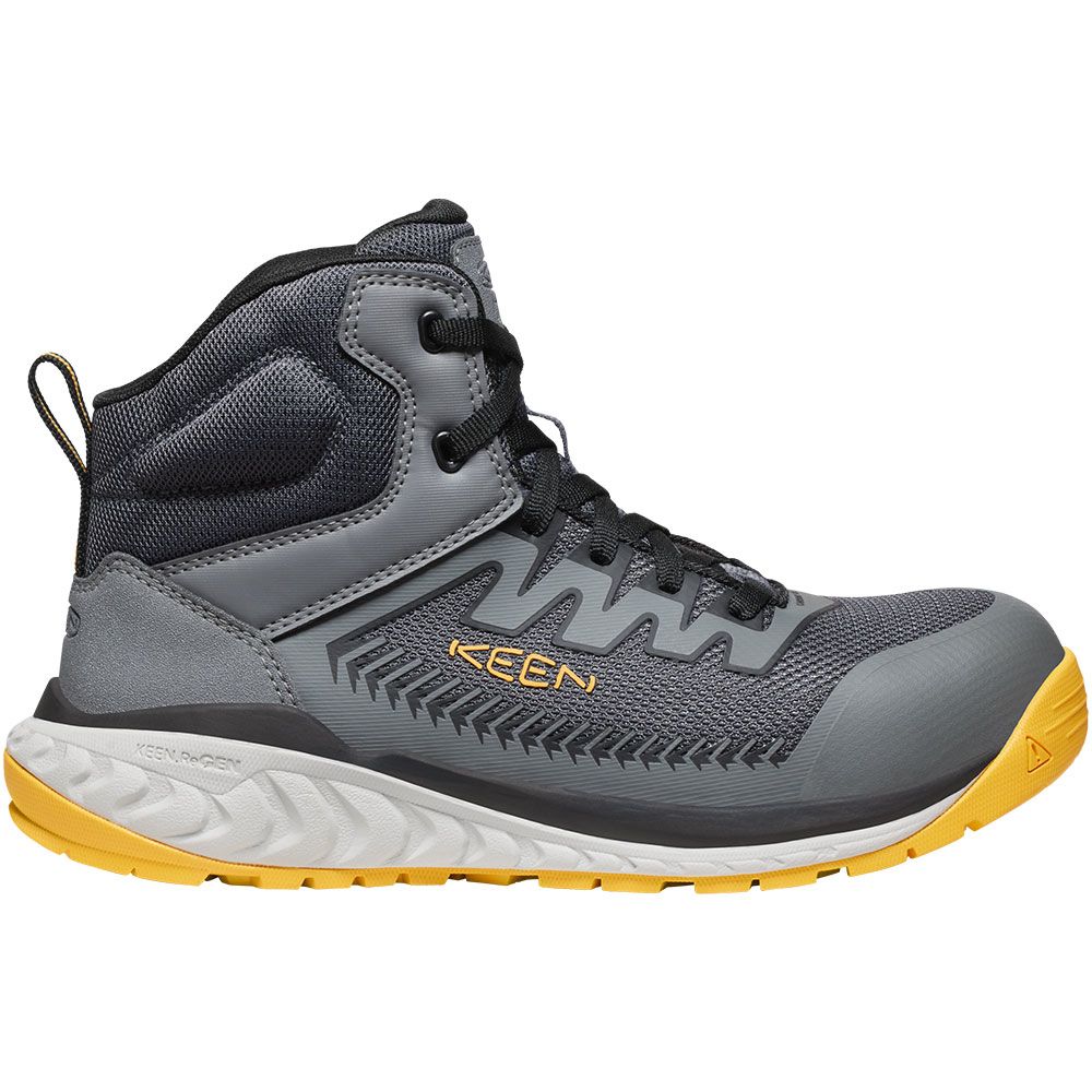 KEEN Utility Arvada Mid Composite Toe Work Shoes - Mens Black KEEN Yellow Side View