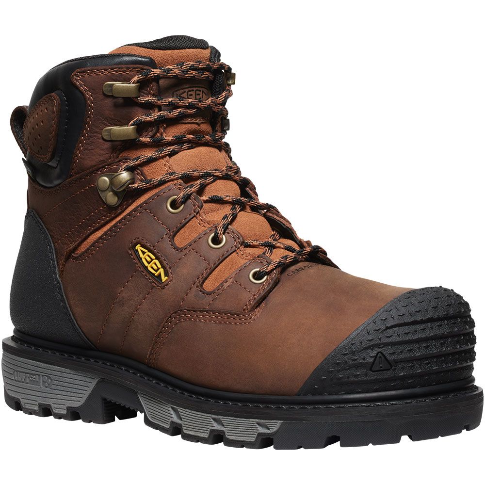 KEEN Utility Camden 6 In WP CF Composite Toe Work Boots - Mens Leather Brown Black