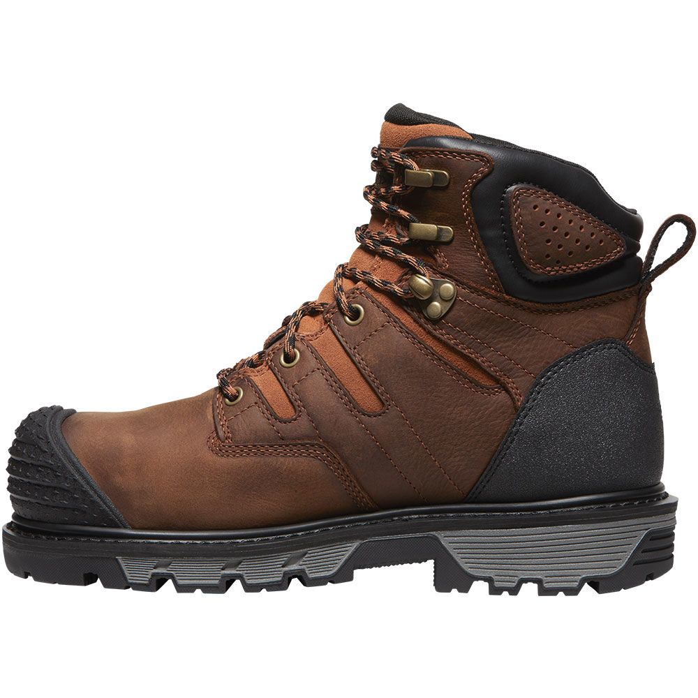 KEEN Utility Camden 6 In WP CF Composite Toe Work Boots - Mens Leather Brown Black Back View