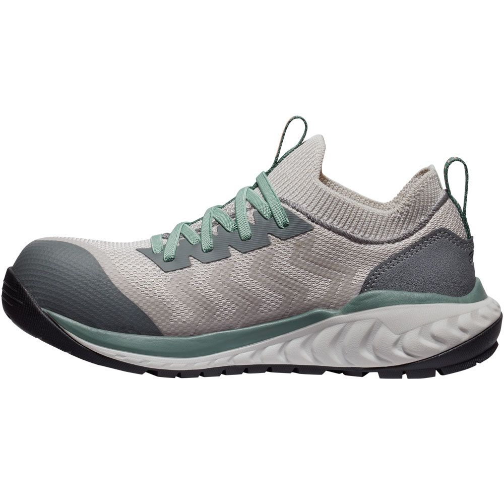 KEEN Arvada Shift Ct Composite Toe Work Shoes - Womens Steel Grey Granite Green Back View