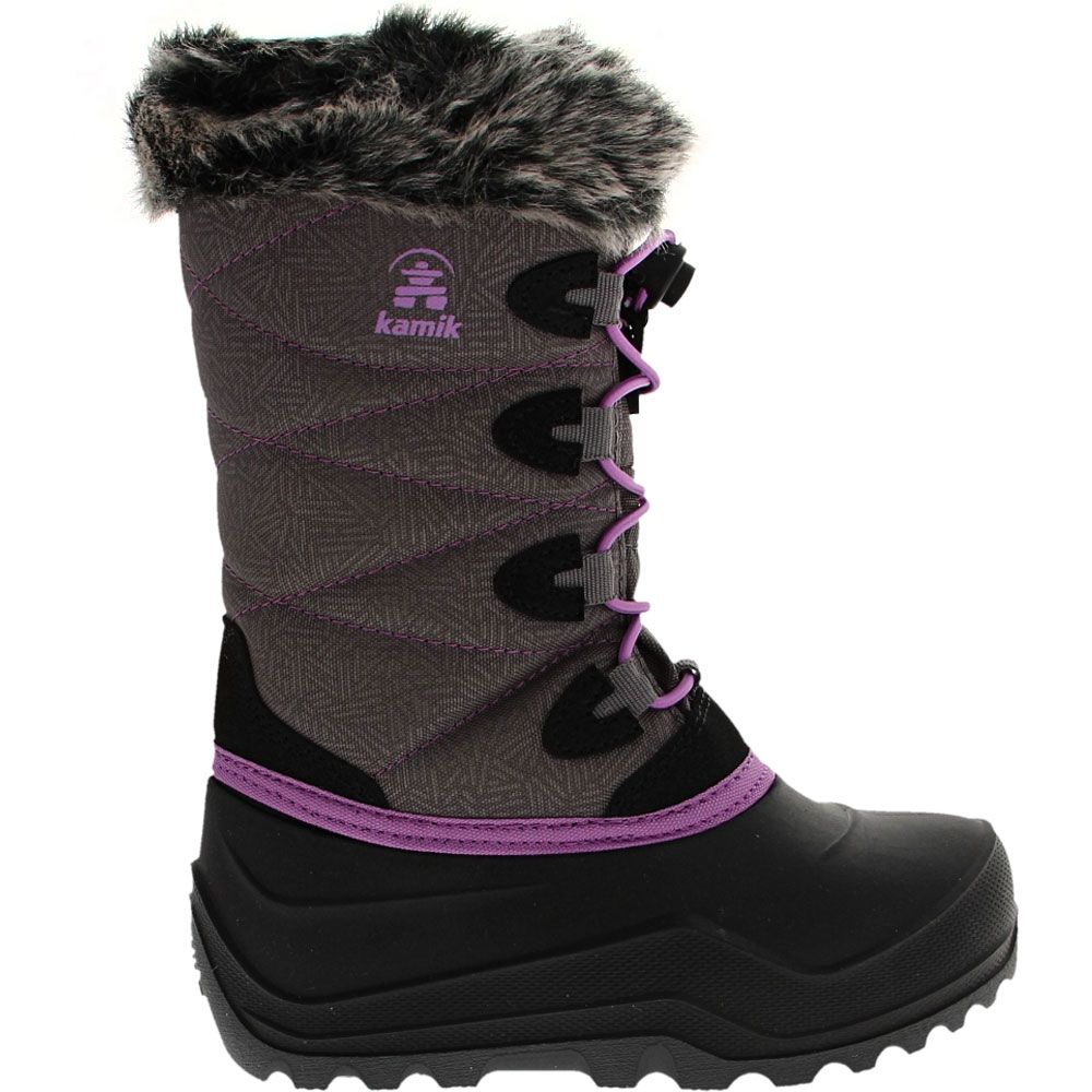 Kamik Snowgypsy 4 Winter Boots - Girls Charcoal Orchid Side View
