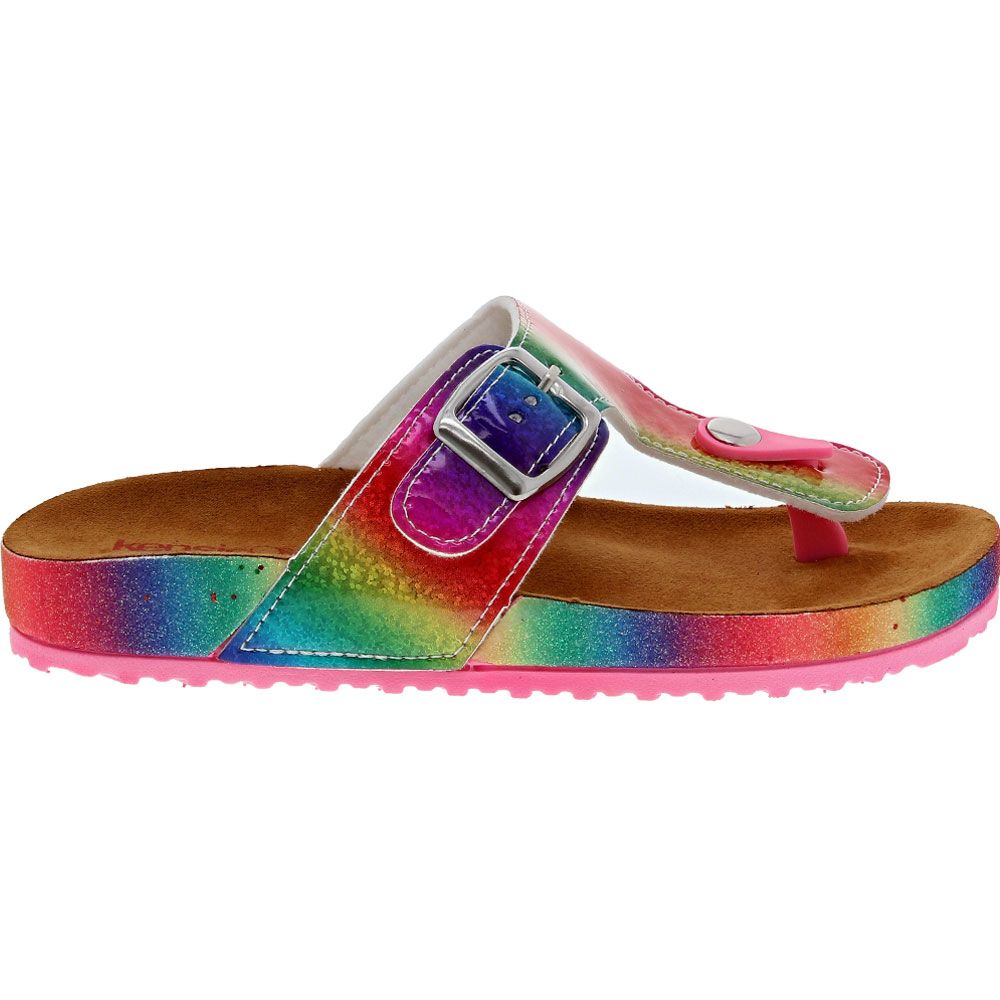 Kensie Girl Glitter Thong Footbed Girls Sandals Multi Glitter Side View