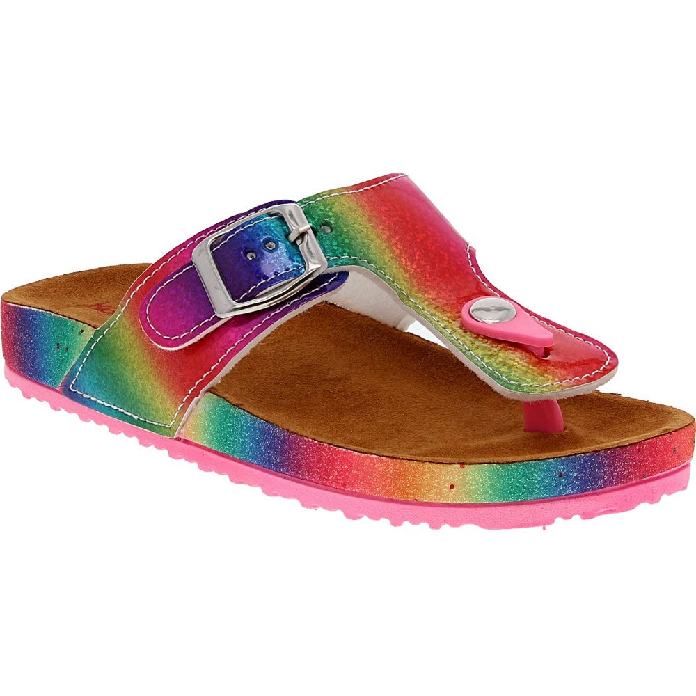 Kensie Girl Glitter Thong Footbed Girls Sandals Multi Pastel