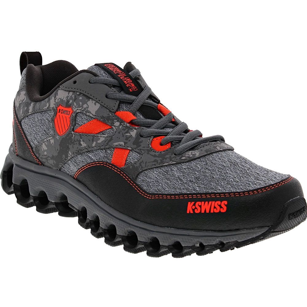 K Swiss Tubes Trail 200 Trail Running Shoes - Mens Steel Grey Jet Black Red Orange