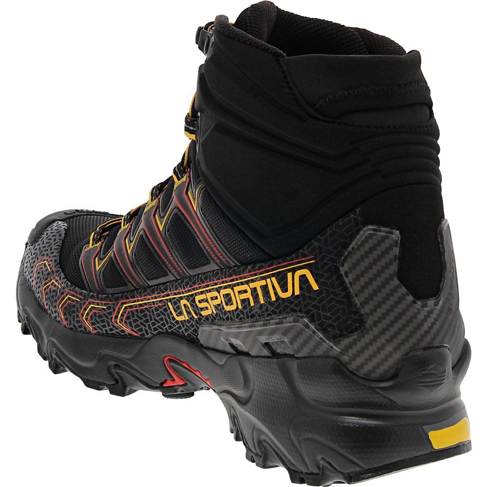 La Sportiva Ultra Raptor II Mid GTX Mens Hiking Boots Black Yellow Back View