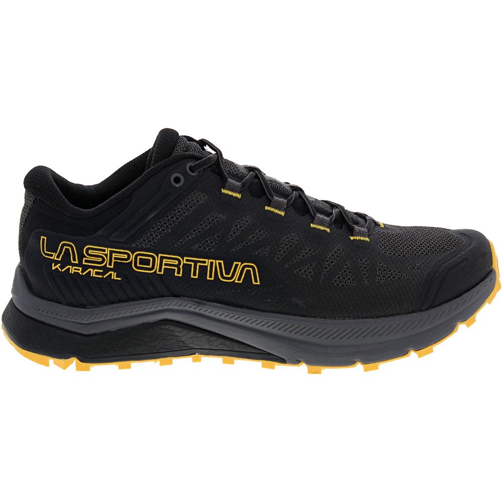 La Sportiva Karacal Mens Trail Running Shoe Black Yellow Side View