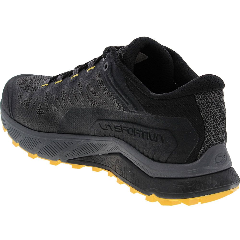 La Sportiva Karacal Mens Trail Running Shoe Black Yellow Back View