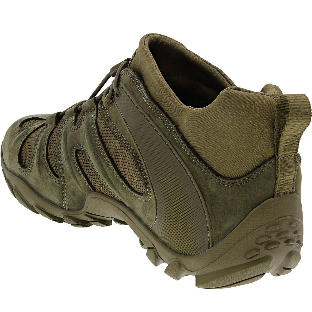 Merrell Work Cham 8 Stretch Tactical Mens Non-Safety Toe Shoes Dark Olive Back View