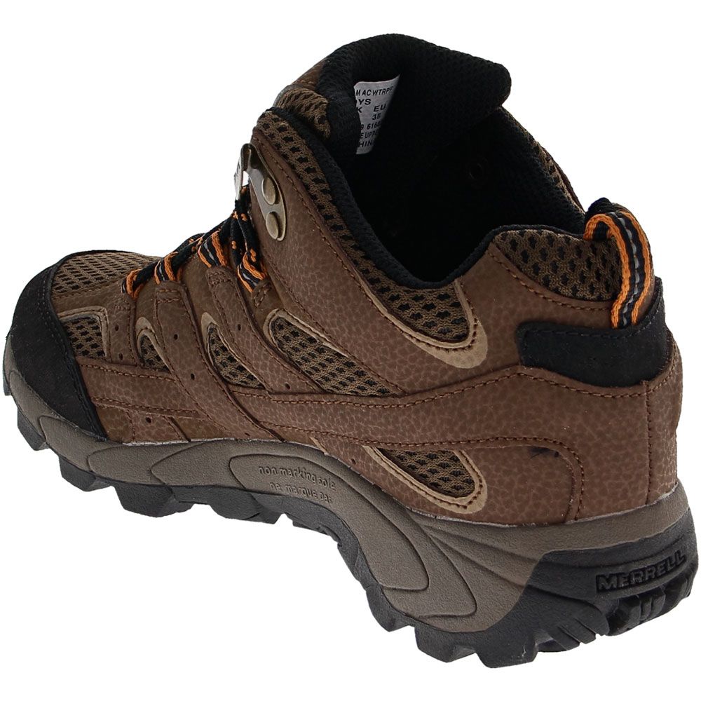 Merrell Moab 2 Mid H2O Hiking Shoes - Boys Brown Back View