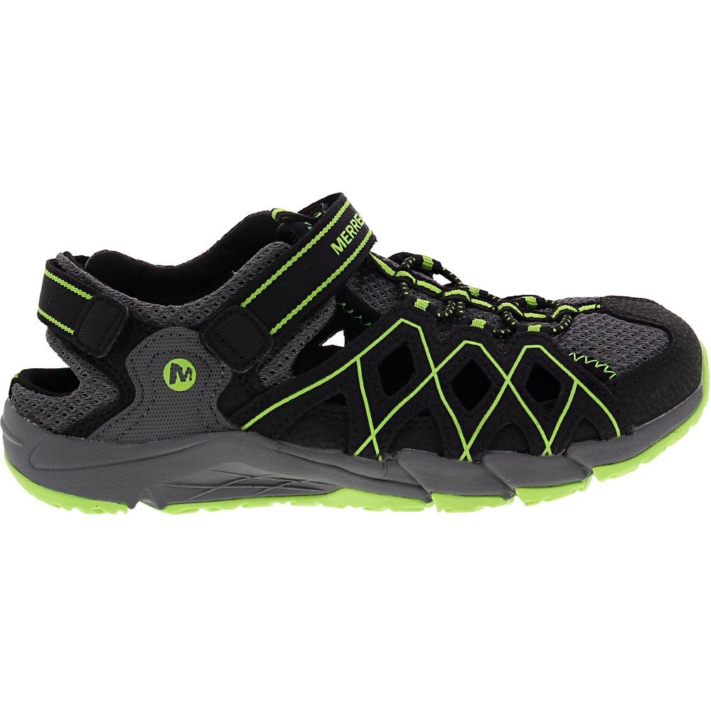 Merrell Hydro Quench Outdoor Sandals - Boys Black Grey Lime Side View